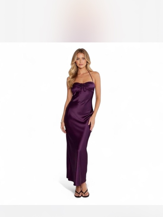 Princess Polly Dresses & Skirts - Satin Strapless Maxi Dress in Deep Plum